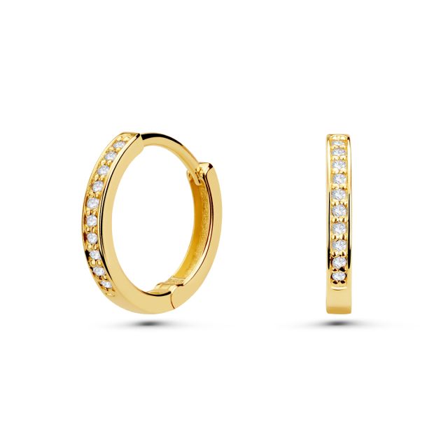 Cercei rotunzi Andreea din aur de 18K cu diamante (0,10 ct)