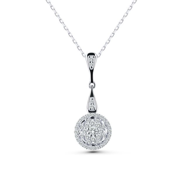 Lanț cu pandantiv Anastasia din aur galben de 18K cu diamante (0,38 ct)