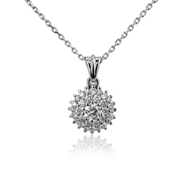 Lanț cu pandantiv Katerina din aur roz de 18K cu diamante (0,36 ct)