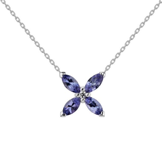 Colier Daisy din aur de 18K cu tanzanite marchiză și diamante