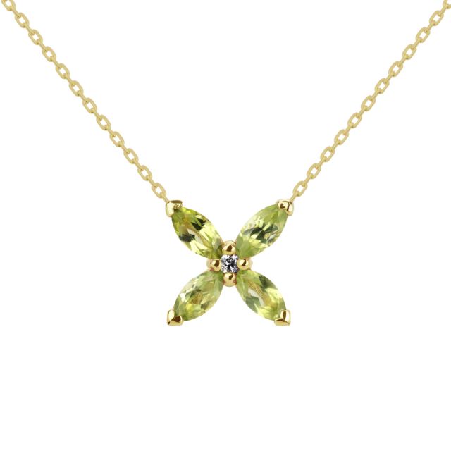 Colier Daisy din aur de 18K cu peridote marchiză și diamante