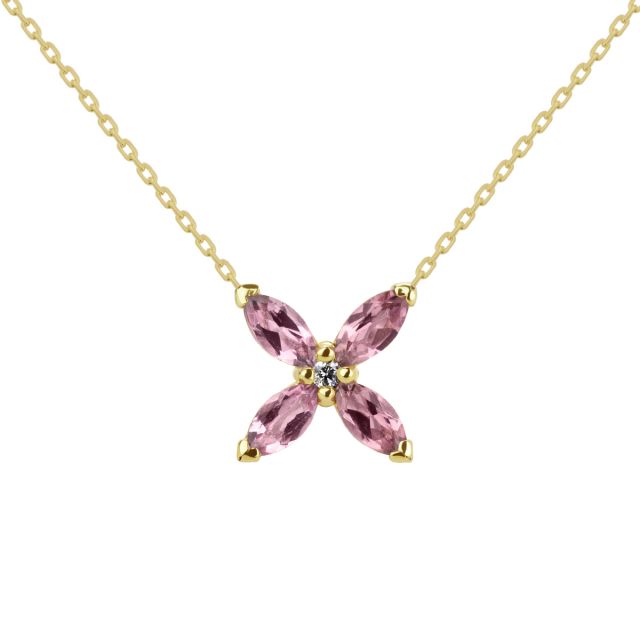 Colier Daisy din aur de 18K cu turmaline marchiză și diamante