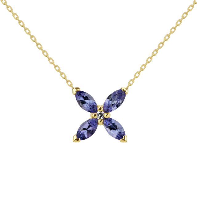 Colier Daisy din aur de 18K cu tanzanite marchiză și diamante