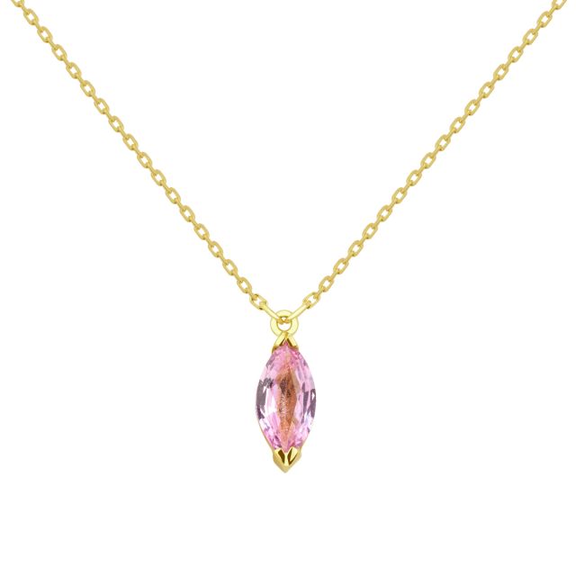 Colier Dewdrop din aur de 18K cu safir roz marchiză