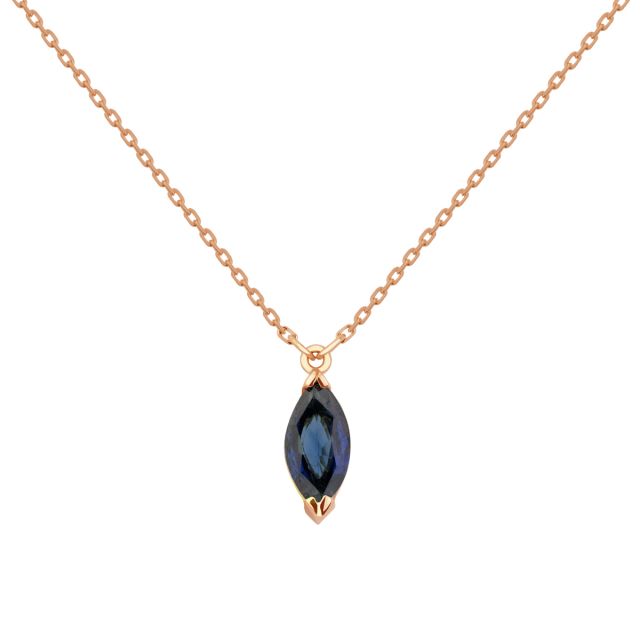 Colier Dewdrop din aur alb de 18K cu safir marchiză