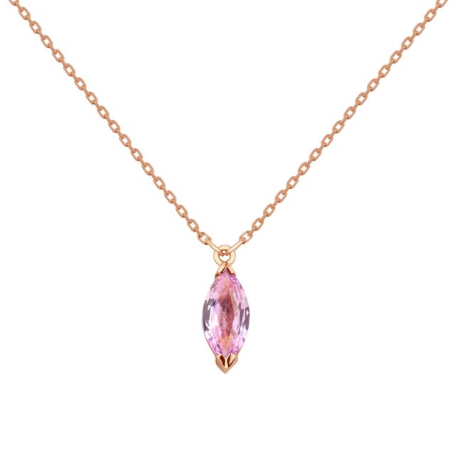 Colier Dewdrop din aur alb de 18K cu safir roz marchiză