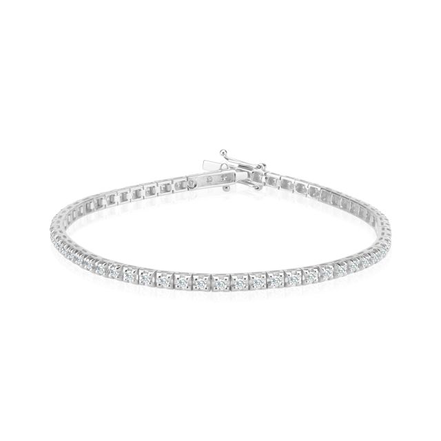 Brățară tennis Damiana din aur alb de 14K cu diamante (1,50 ct)