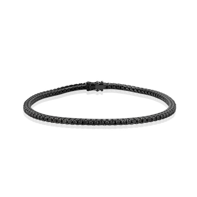 Brățară tennis Ebony din aur 18K cu rodiu negru și diamante negre de 2,40 ct