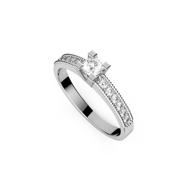 Inel de logodnă DR093 din aur alb de 18K cu diamante (0,330 ct)