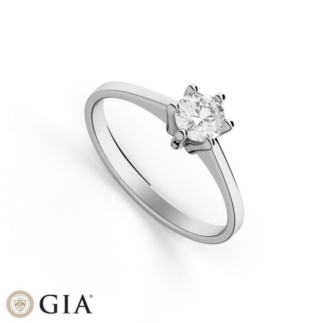 Inel de logodnă DR121 din aur alb de 18K cu diamant (0,470 ct, Certificat GIA)