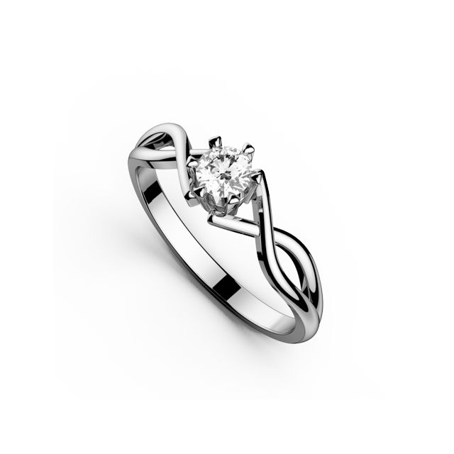 Inel de logodnă DR153 din aur alb de 18K cu diamant (0,190 ct)