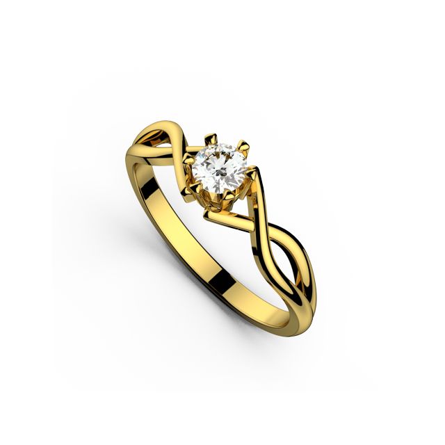 Inel de logodnă DR153 din aur galben de 18K cu diamant (0,175 ct)