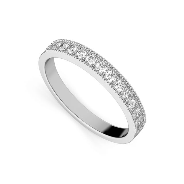 Inel de logodnă semi-eternity DR222 din aur alb de 18K cu diamante (0,300 ct)