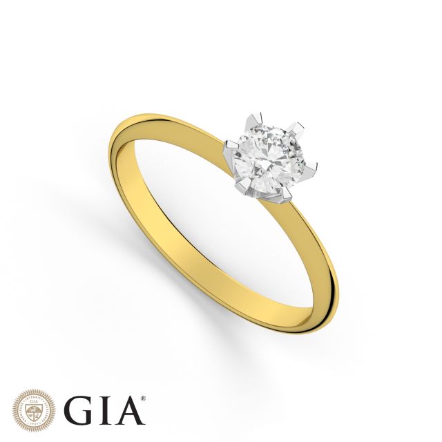 Inel de logodnă DR321 din aur galben și alb de 18K cu diamant (0,380 ct, Certificat GIA)
