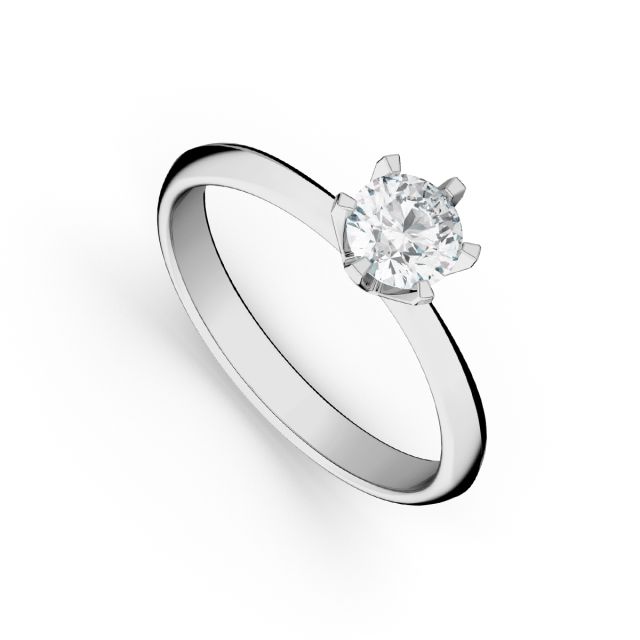 Inel de logodnă DR321 din aur alb de 18K cu diamant (0,150 ct)
