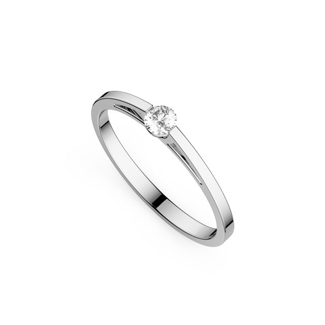Inel de logodnă DR507 din aur alb de 18K cu diamant (0,130 ct)