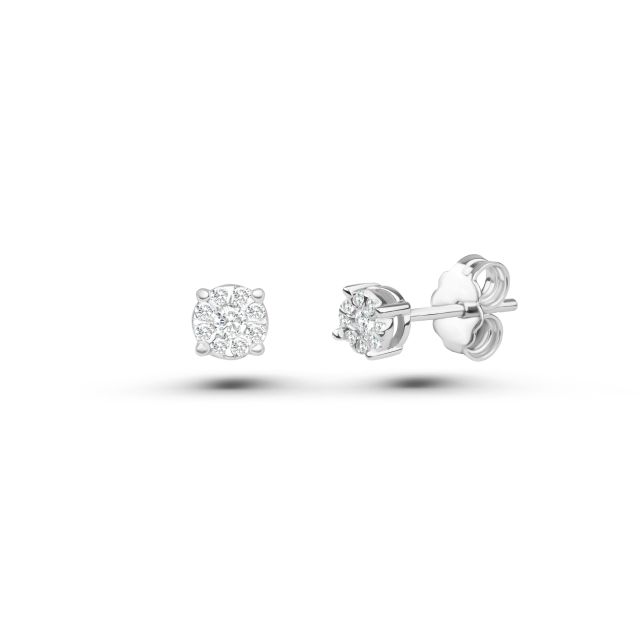 Cercei din aur alb de 18K cu diamante (0,13 ct)