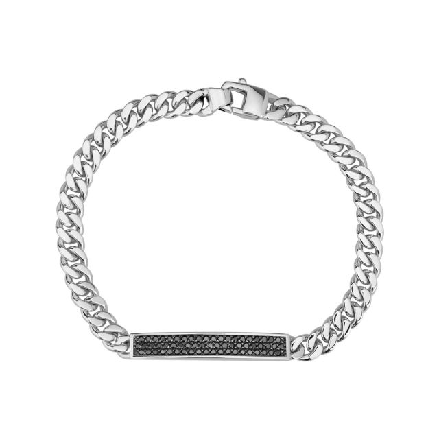 Brățară cubaneză din aur de 14K cu diamante negre (0,72 ct)