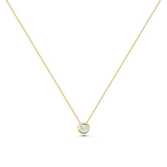 Lanț reglabil cu pandantiv din aur de 14K cu diamant (0,102 ct)