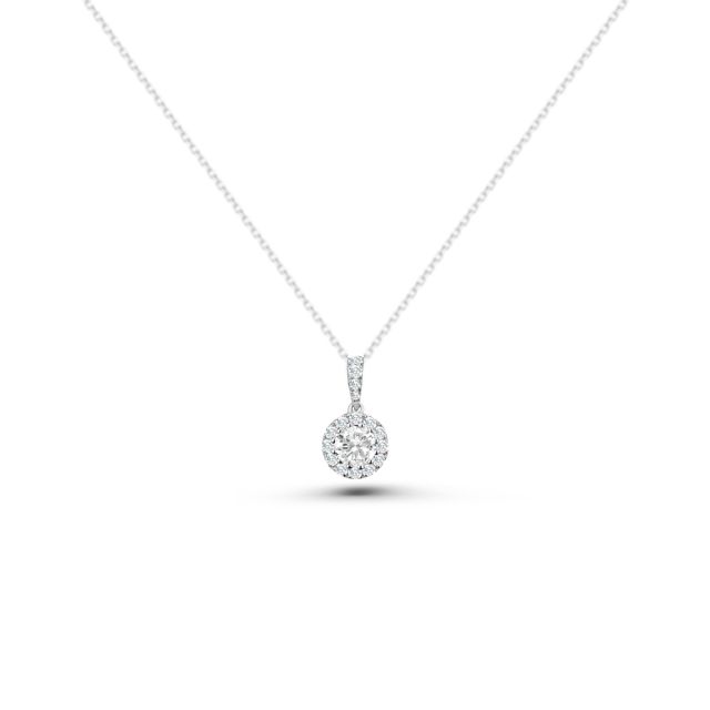 Pandantiv cu aur alb de 18K cu diamante (0,27 ct)