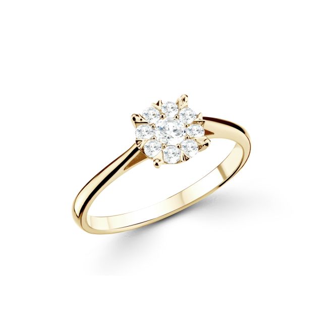 Inel Rosetta din aur de 14K cu diamante (0,340 ct)