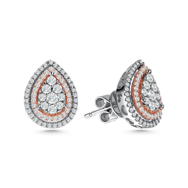 Cercei din aur alb și roz de 14K cu diamante (0,513 ct)
