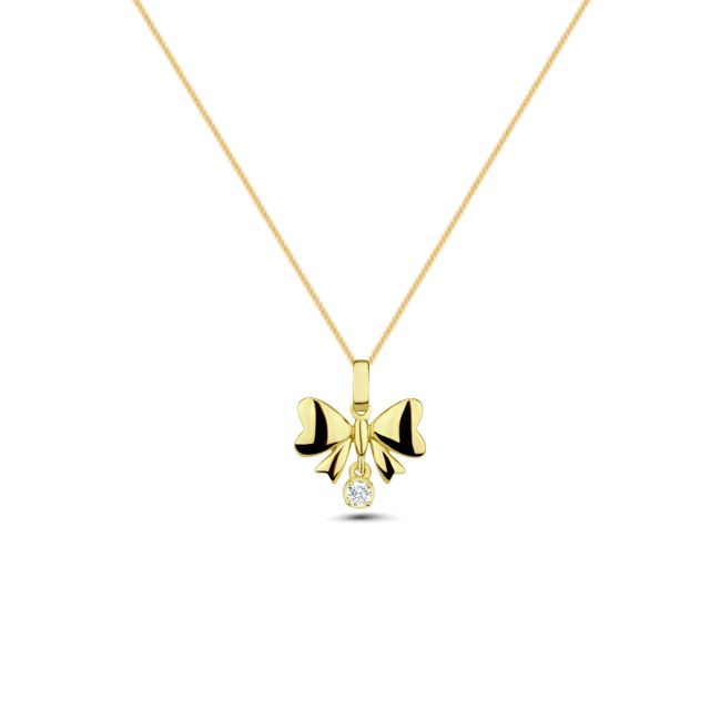 Pandantiv fundă din aur galben de 14K cu diamant (0,039 ct)