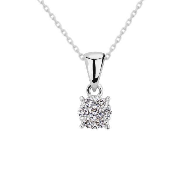 Pandantiv Rosetta din aur alb de 14K cu diamante (0,093 ct)