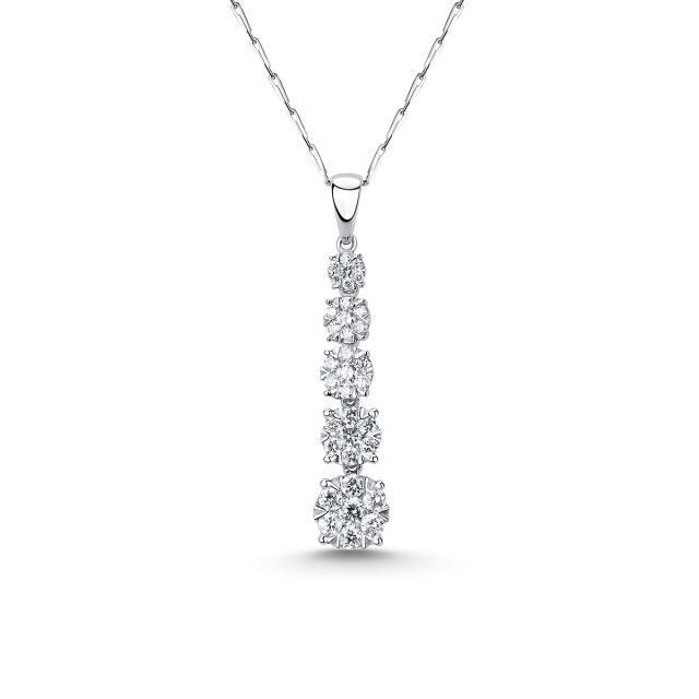 Pandantiv Rosetta din aur alb de 14K cu diamante de 0,510 ct