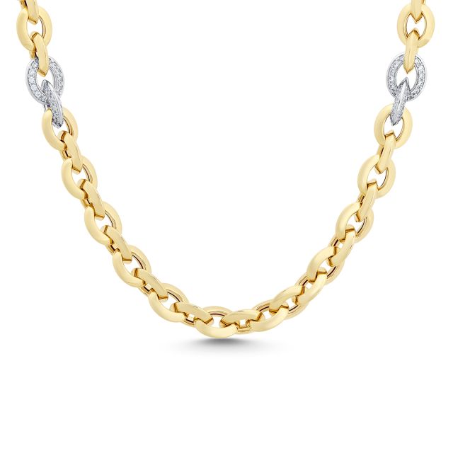 Colier din aur galben și alb de 14K cu pietre cubic zirconia