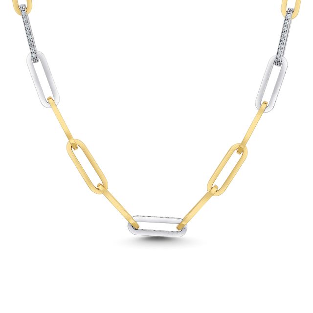 Colier din aur galben și alb de 14K cu pietre cubic zirconia