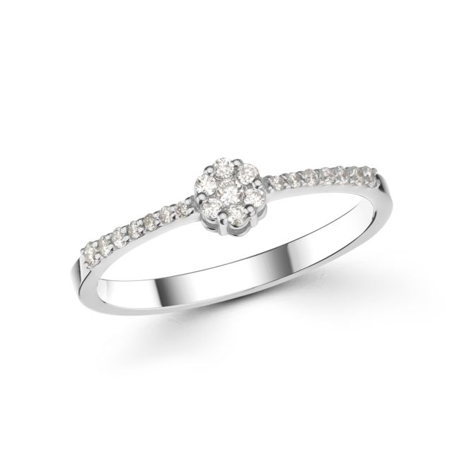 Inel din aur alb de 14K cu diamante (0,18 ct)