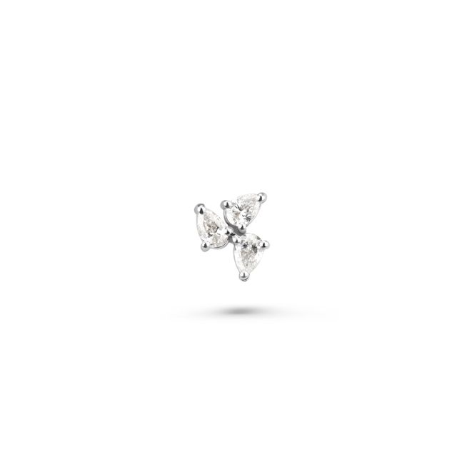 Piercing din aur alb de 14K cu diamante(0,12 ct)