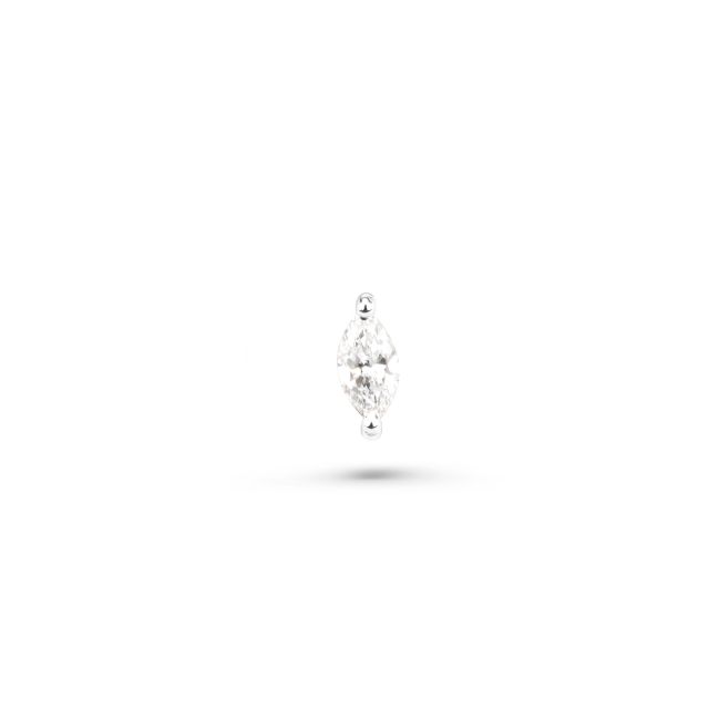 Piercing din aur alb de 14K cu diamant marchiză (0,23 ct)