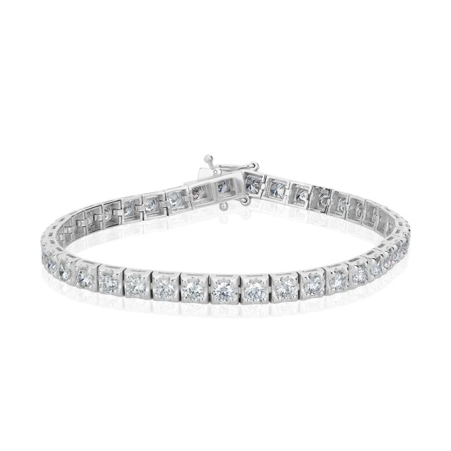 Brățară tennis Bria din aur alb de 14K cu diamante de 5,20 ct