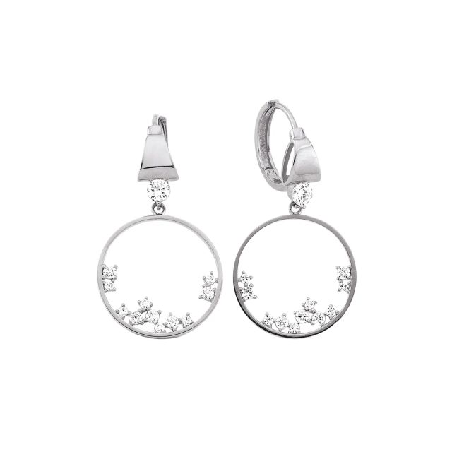 Cercei Amber din aur de 14K cu pietre cubic zirconia albe