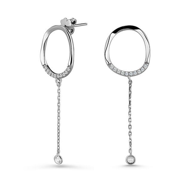 Cercei lungi Macha din aur de 14K cu pietre cubic zirconia