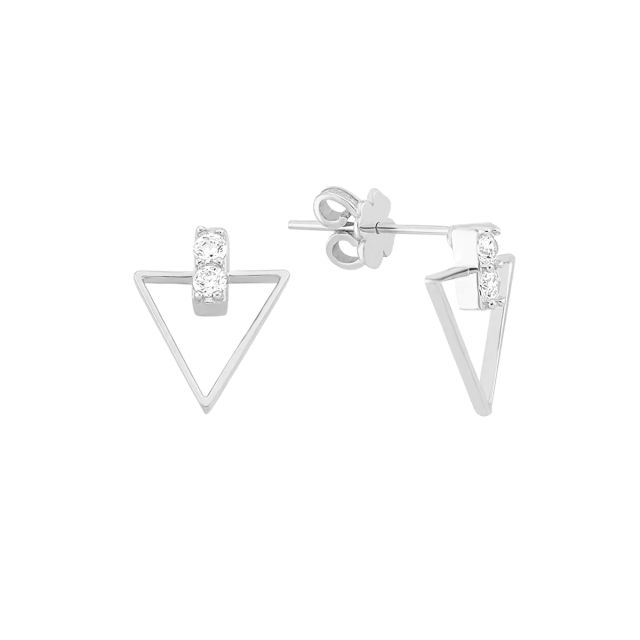 Cercei triunghiulari Lahoma din aur de 14K cu pietre cubic zirconia