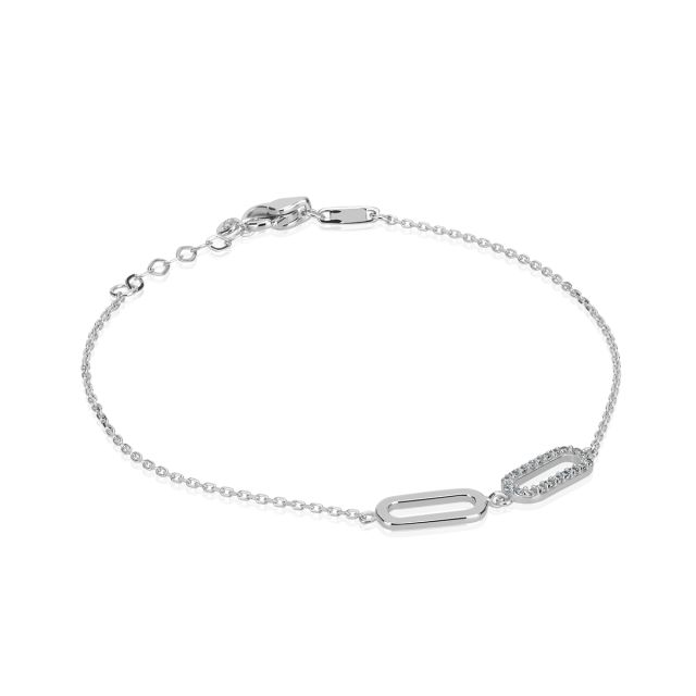 Brățară Chapa din aur alb de 14K cu pietre cubic zirconia albe