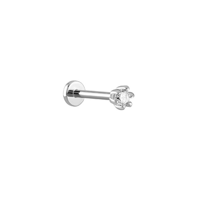 Piercing Bethania din aur alb de 14K cu diamant (0,03 ct)