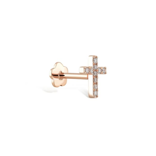 Piercing Felicity cruce din aur galben de 14K cu diamante (0,06 ct)