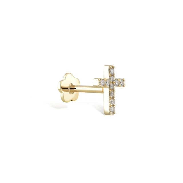 Piercing Felicity cruce din aur de 14K cu diamante de 0,06 ct