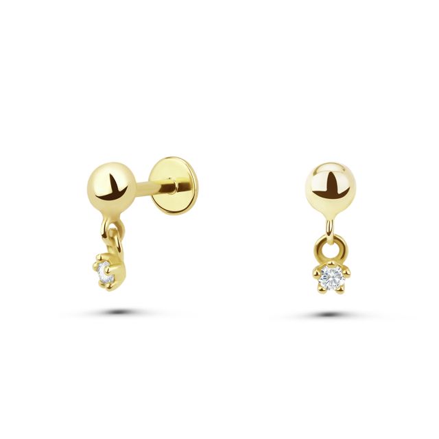 Piercing Jill din aur galben de 14K cu diamante de 0,02 ct