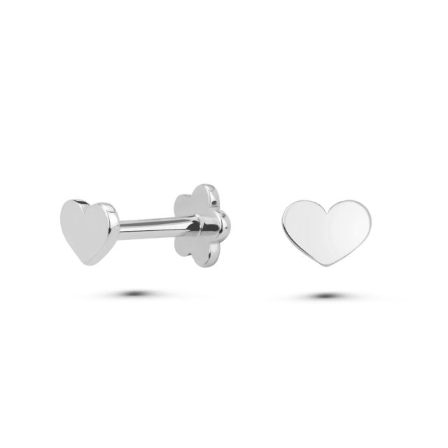 Piercing Wendy inimă din aur alb de 14K