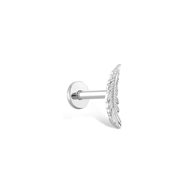 Piercing Joanna pană din aur alb de 14K