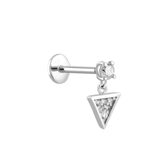 Piercing Freira triunghi din aur alb de 14K cu diamante (0,08 ct)