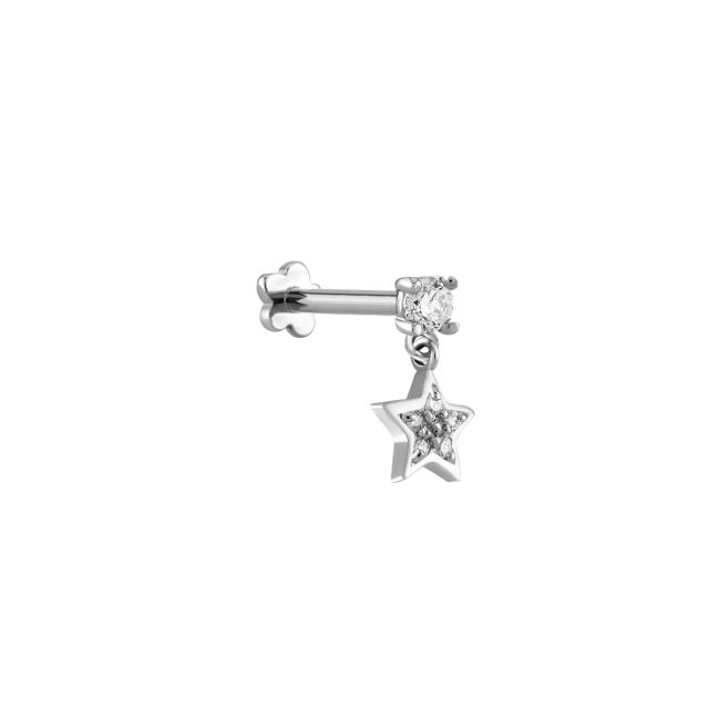 Piercing Havana stea din aur alb de 14K cu diamante de 0,08 ct