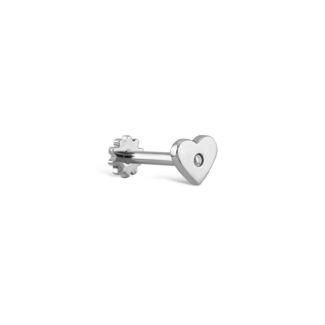 Piercing Allegria inimă din aur de 14K cu diamant de 0,01 ct