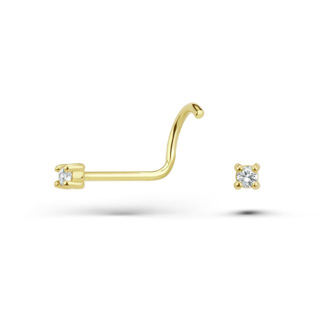 Piercing pentru nas Ilse din aur de 14K cu diamant de 0,02 ct