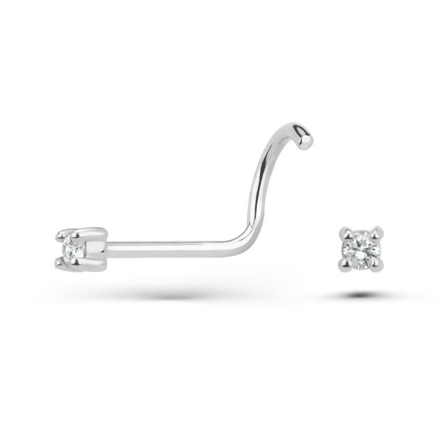 Piercing pentru nas Ilse din aur de 14K cu diamant de 0,03 ct